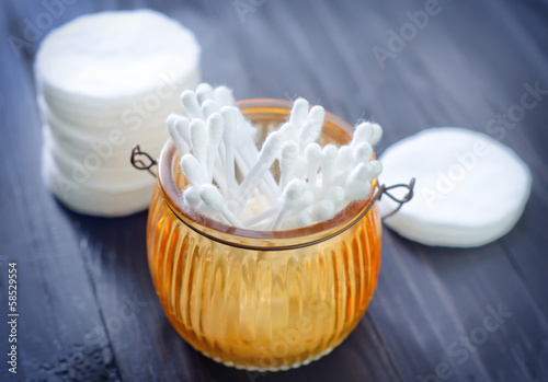 Photo: cotton stick and cotton disk cotton stick and cotton disk