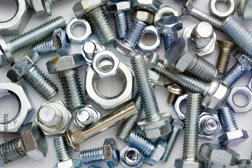 Photo: bolts, screws, different type of metal bolts, screws, different type of metal