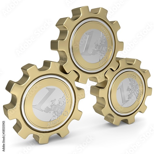 Illustration: Geld Zahnräder Geld Zahnräder