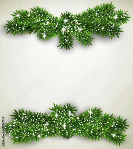 Vector: Fir bundle christmas frame. Fir bundle christmas frame.
