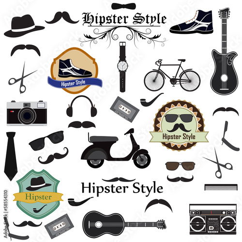 Vector: vector illustration of Hipster Style element set vector illustration of Hipster Style element set