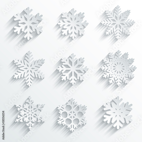 Vector: Snowflakes shape vector icon set. Creative snow design Snowflakes shape vector icon set. Creative snow design