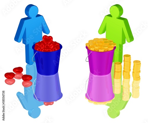 Illustration: eimerweise Liebe oder Geld eimerweise Liebe oder Geld