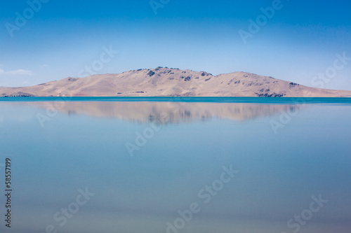 Photo: Reflection of the mountain in a lake in Tibet Reflection of the mountain in a lake in Tibet