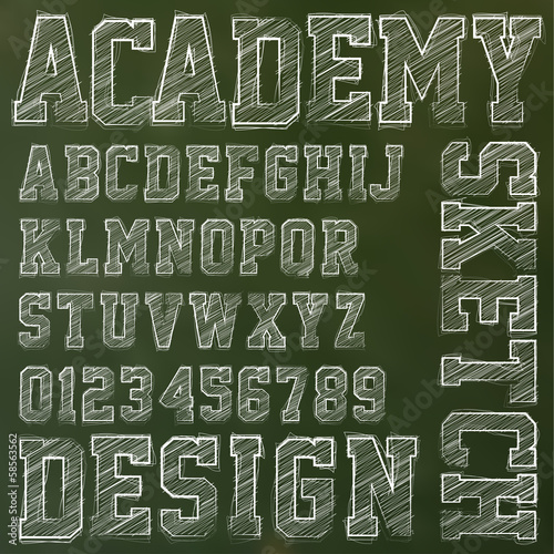 Vector: Vector sketched alphabet Vector sketched alphabet