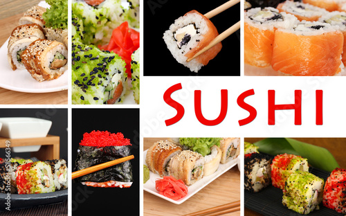 Photo: Tasty sushi collage Tasty sushi collage
