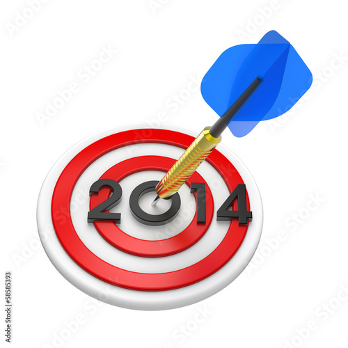 Illustration: Dart hitting target - New Year 2014 Dart hitting target - New Year 2014