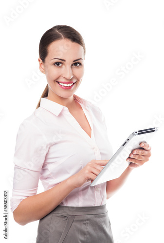 Photo: Businesswoman holding digital tablet Businesswoman holding digital tablet