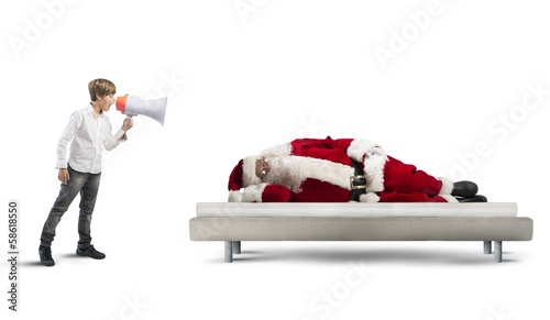 Photo: Wake up asleep Santa Claus Wake up asleep Santa Claus