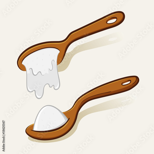 Vector: Sugar in wooden spoon Sugar in wooden spoon