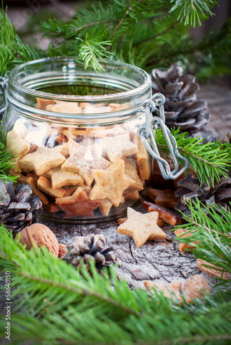 Photo: Ginger Cookies Stars with Green fir Ginger Cookies Stars with Green fir