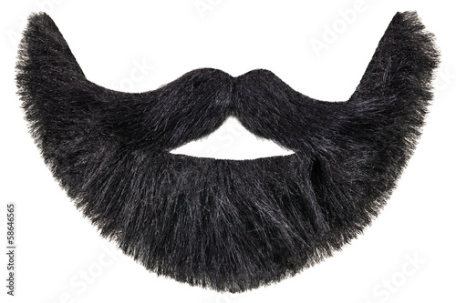 Photo: Black beard with mustache isolated on white Black beard with mustache isolated on white