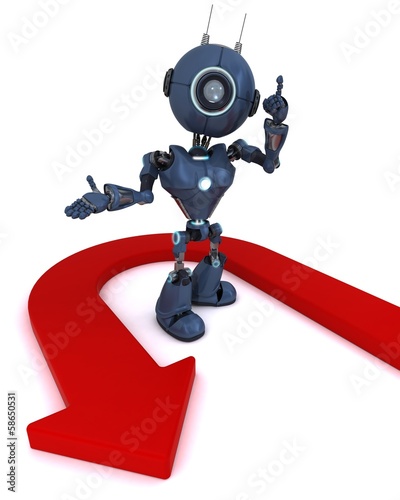Illustration: Android with u turn arrow Android with u turn arrow