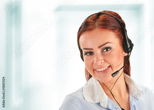 Photo: Call center operator. Customer support. Helpdesk. Call center operator. Customer support. Helpdesk.