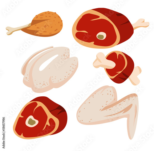 Vector: raw meat set raw meat set