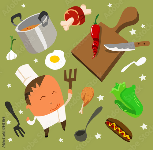Vector: cooking set flat. cooking set flat.