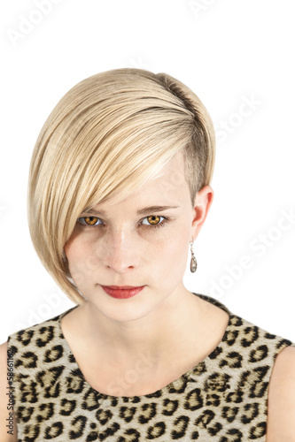 Photo: Leopard woman piercing look Leopard woman piercing look