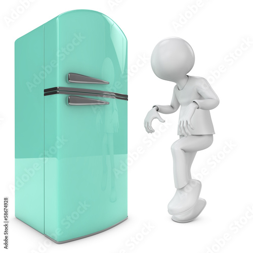 Illustration: man and retro fridge man and retro fridge