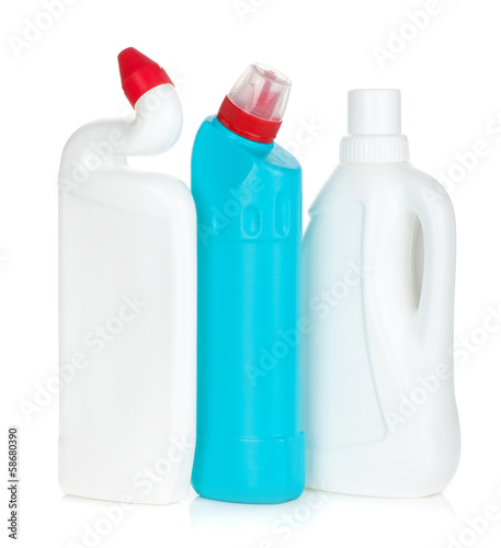 Photo: Plastic bottles of cleaning products Plastic bottles of cleaning products