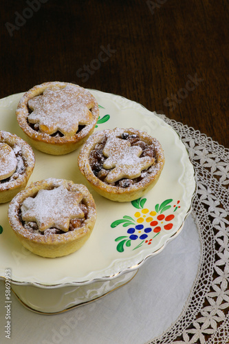 Photo: Traditional Mince Pies on painted ceramic stand Traditional Mince Pies on painted ceramic stand