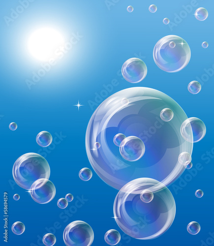 Vector: EPS10 vector Soap bubbles on Against the sun and the blue sky EPS10 vector Soap bubbles on Against the sun and the blue sky
