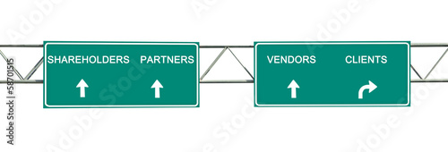 Illustration: Road signs to stakeholders, partners, vendors, clients Road signs to stakeholders, partners, vendors, clients