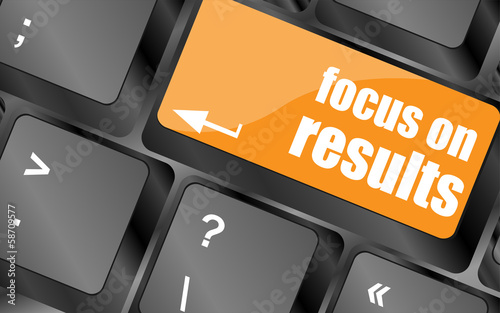 Photo: Modern keyboard focus on results text. Technology concept Modern keyboard focus on results text. Technology concept