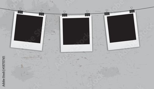 Vector: Instant photos with clips in grunge background vector illustrati Instant photos with clips in grunge background vector illustrati