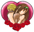 A couple is making love in the rose heart frame (vector) A couple is making love in the rose heart frame (vector)