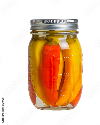 Photo: Preserved peppers in mason jars Preserved peppers in mason jars