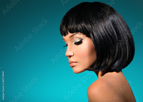 Photo: portrait of beautiful woman with bob hairstyle portrait of beautiful woman with bob hairstyle
