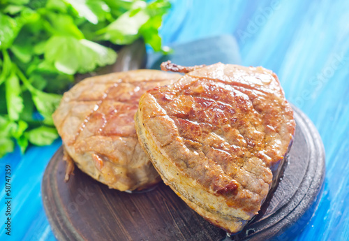 Photo: steak on board steak on board