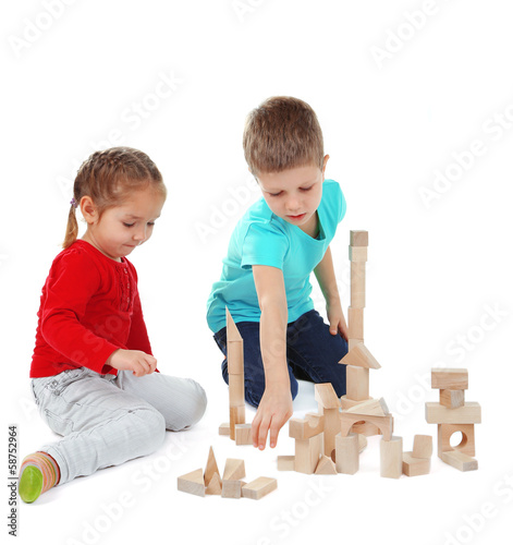 Photo: Little children isolated on white Little children isolated on white