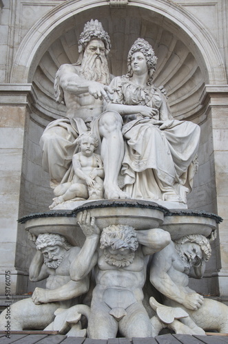 Photo: Neptune Fountain of Albertina museum in Wien, Austria Neptune Fountain of Albertina museum in Wien, Austria