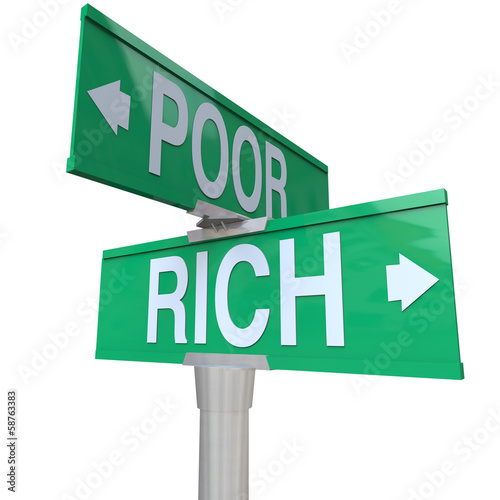 Illustration: Rich Vs Poor Two Way Street Road Signs Poverty Wealth Rich Vs Poor Two Way Street Road Signs Poverty Wealth