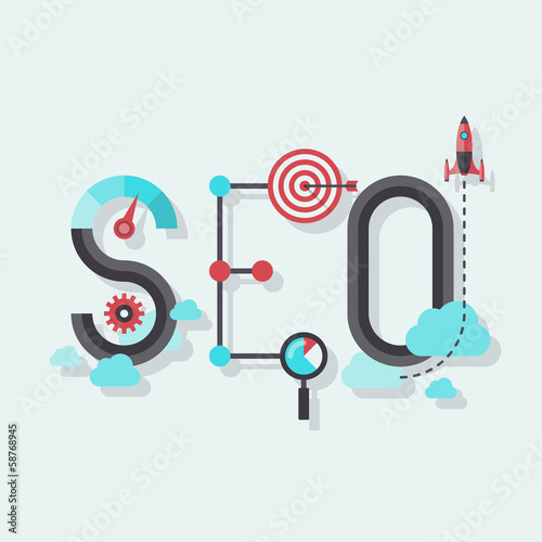 Vector: SEO word flat illustration SEO word flat illustration