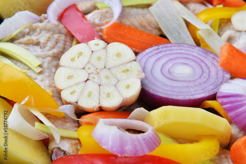 Photo: vegetables and chicken vegetables and chicken