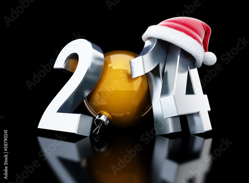 Illustration: happy new year 2014 santa hat 3d Illustrations happy new year 2014 santa hat 3d Illustrations