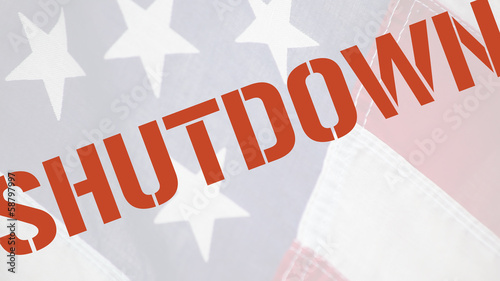 Illustration: American flag with the word shutdown in red type American flag with the word shutdown in red type