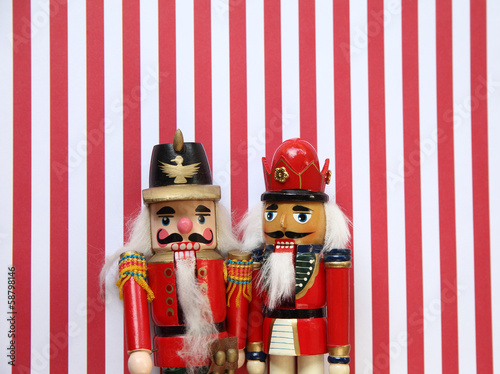 Photo: nutcrackers on red and white stripes nutcrackers on red and white stripes
