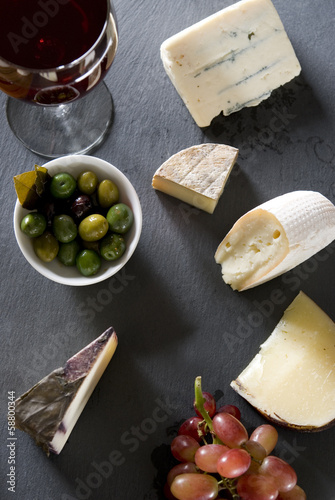Photo: Overhead shot of a cheese plate. Overhead shot of a cheese plate.