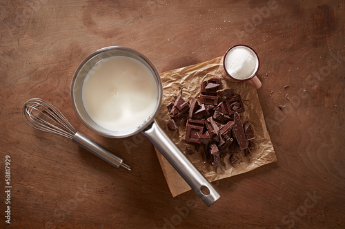 Photo: Hot chocolate with milk ingredients Hot chocolate with milk ingredients