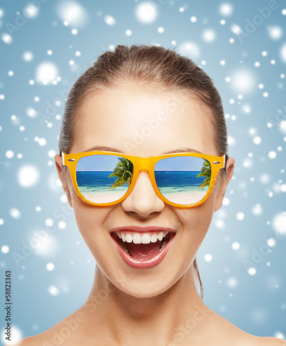 Photo: happy screaming teenage girl in shades happy screaming teenage girl in shades