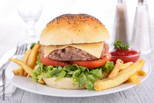 Photo: burger and french fries burger and french fries