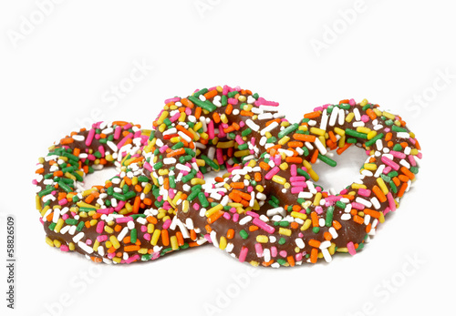Photo: Chocolate covered pretzels with sprinkles Chocolate covered pretzels with sprinkles