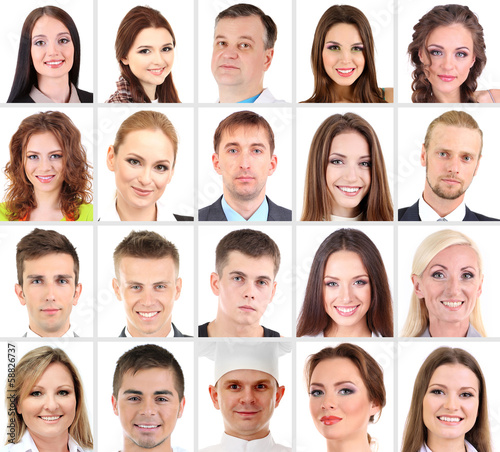 Photo: Collage of many different human faces Collage of many different human faces