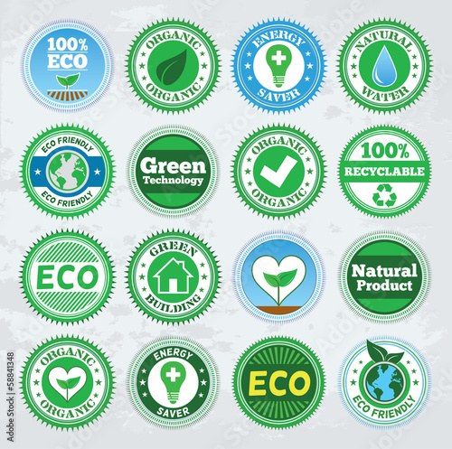 Vector: Collection of round eco badges. EPS8. Collection of round eco badges. EPS8.