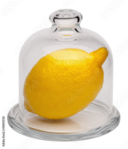Photo: Fresh lemon in a glass dome Fresh lemon in a glass dome
