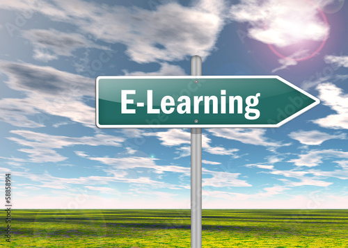 Illustration: Signpost "E-Learning" Signpost "E-Learning"