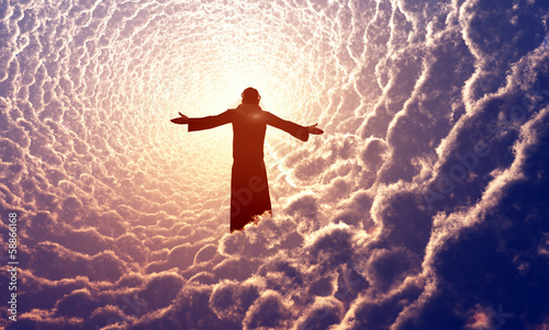 Illustration: Jesus in the clouds. Jesus in the clouds.